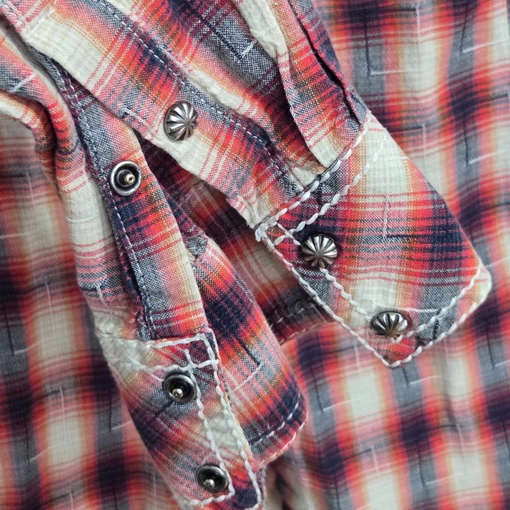 Ariat Real Womans Size M Plaid L/S Western Shirt Embossed metal snaps Cowgirl - Picture 8 of 12